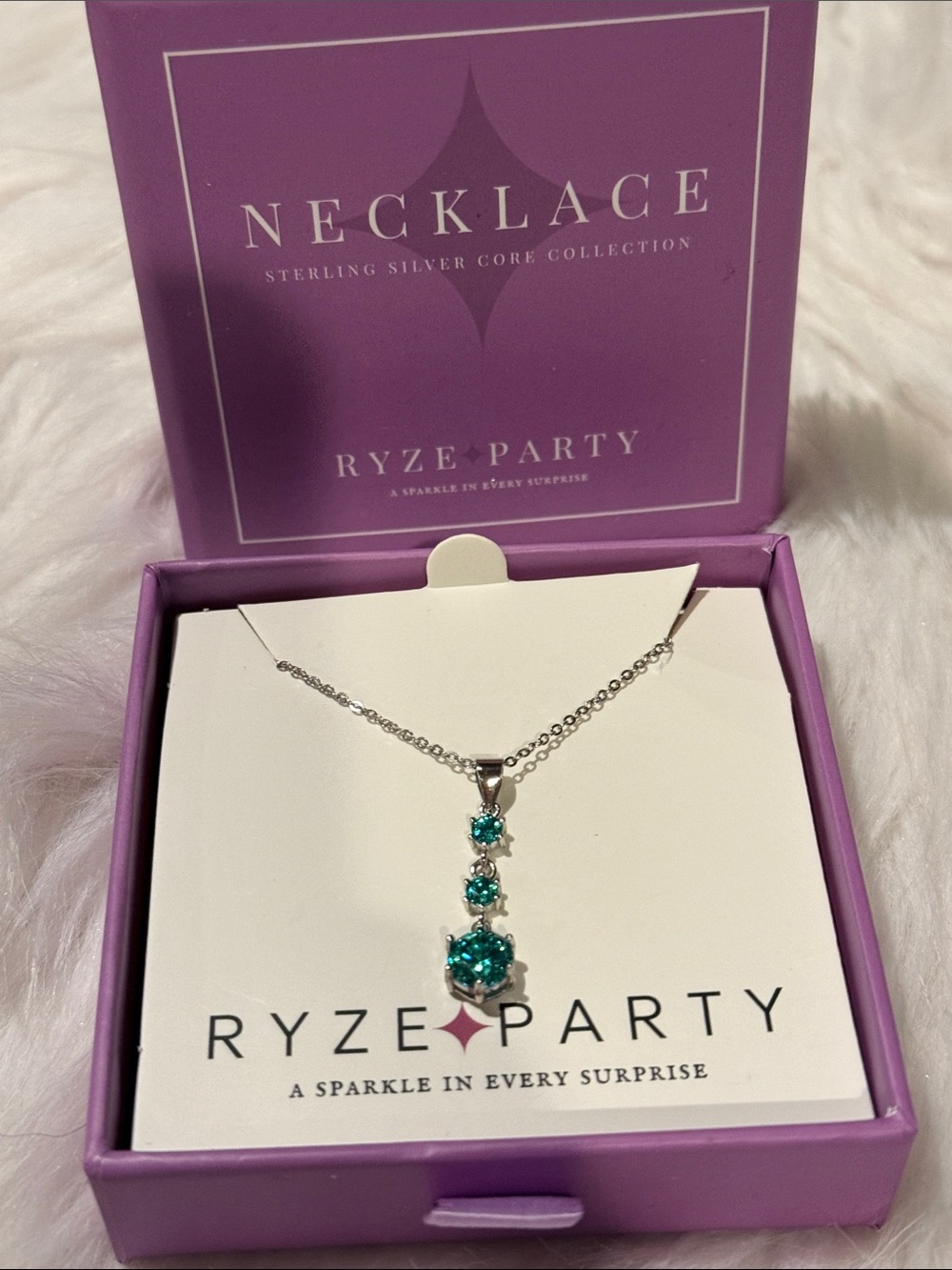 Sterling Silver Teal Drop Necklace